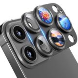 EZ-GLAZ iPhone 15 Pro Max/15 Pro [Picture Perfect], 9H Çizilmeye Dayanıklı Metal Temperli Cam Parlama Önleyici Kamera Kapağı [Düşme Koruması] Kurulumu kolay - Siyah