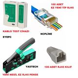Ez Yeni Nesil 100 Rj45 100 Kılıf Ez Rj45 Pense Ve Test Cihazı Set Cat6 Hobi