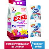 Ezel Premium Toz Çamaşır Deterjanı Renkliler Için 9 kg + Çamaşır Sodası 700 G X2