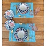 Ezem Light Blue Pötikare Kelebek Işlemeli 2'li Amerikan Servis - 50 x 35 cm - Turkuaz