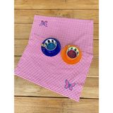 Ezem Pembe Pötikare Kelebek Işlemeli Amerikan Servis - 50 x 35 cm - Pembe - Beyaz