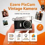 Ezere Pixcam Vintage Taşınabilir Mini Dijital Kamera Selfie Video Vlog Kamerası Mini Anahtarlık 1080P-(5775)