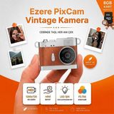 Ezere PixCam Vintage Taşınabilir Mini Dijital Kamera Selfie Video Vlog Kamerası Mini Anahtarlık, KAHVERENGI
