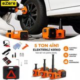 Ezere Powerlift Pro 5 Ton Çok Fonksiyonlu Elektrikli Hidrolik Kriko Lift Kaldırma / Kompresör / Bijon Sökme / Led Işık-(5775)