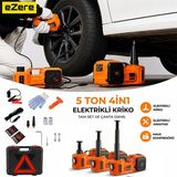Ezere Powerlift Pro 5 Ton Çok Fonksiyonlu Elektrikli Hidrolik Kriko Lift Kaldırma / Kompresör / Bijon Sökme / LED Işık - Turuncu