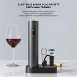 Ezere Sarjlı Otomatik Şarap Açacağı Tirbuşon Seti Şarap Açma SETI-1852 - Siyah - Standart