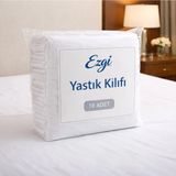 Ezgi %100 Pamuk Akfil Otel Tipi Kapaklı 10 Adet Beyaz Yastık Kılıfı – Kalın Kumaş Dayanıklı (5 Çift) - 50 x 70