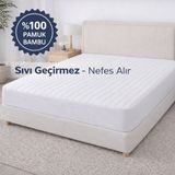 Ezgi %100 Pamuk Bambu Lastikli Çarşaf Tipi Fitted Alez 120 x 200 – Sıvı Geçirmez Yatak Koruyucu - 120 x 200 cm - Beyaz