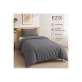 Ezgi %100 Pamuk Fermuarlı Tek Kişilik Yorgan Kılıfı ve 1 Adet Kapaklı Yastık Kılıfı Antrasit 155x225 cm