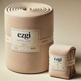 Ezgi 140'LIK Yataklar Için 140 x 200 Bej Ranforce Lastikli Çarşaf ve Yastık Kılıfı