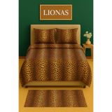 Ezgi Çift Kişilik Desenli Nevresim Takımı, Leopar Desen, 200 x 230 cm, Kahverengi, 2 Adet Kapaklı Yastık Kılıfı