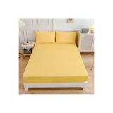 Ezgi Çift Kişilik Lastikli Kumaş Çarşaf + 2 Yastık Kılıfı Sarı 180x200, CiftCarsafSeti