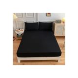Ezgi Çift Kişilik Lastikli Kumaş Çarşaf + 2 Yastık Kılıfı Siyah 180x200, CiftCarsafSeti