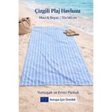 Ezgi Çizgili Plaj Havlusu 70X140 Cm Mavi Beyaz Pamuklu Emici Deniz Ve Havuz Havlusu, plaj_havlu2