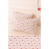 Ezgi Desenli Pamuklu Kalpli Yastık Kılıfı, 2 Adet, 50 x 70 cm, Gümüş