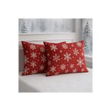 Ezgi Desenli Pamuklu Yılbaşı Kar Desen Yastık Kılıfı 2 Adet 50 X 70 Cm, yastık3