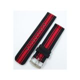 Ezgi Elektronik Kumaş Perlon Siyah Kırmızı 24Mm Spor Saat Kordonu Kayışı Nato