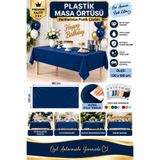 Ezgi Party Store Lacivert Plastik Masa Örtüsü 120x180 cm Sade Doğum Günü Parti Organizasyon Masa Örtüsü
