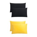 Ezgi Stella Flavo 4'lü Yastık Kılıfı 50x70+20cm Kapaklı Siyah-Sarı, STFV4YSK12634