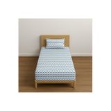 Ezgi Tek Kişilik Desenli Lastikli Çarşaf Seti 120x200 cm + 1 Yastık Kılıfı 50x70, Açık Mavi