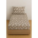 Ezgi Tek Kişilik Desenli Lastikli Çarşaf Seti 120X200 Cm + 1 Yastık Kılıfı 50X70 Kahve, stiltekdn120
