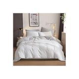 Ezgi Tek Kişilik Yorgan Kılıfı 1 Adet Yastık Kılıfı Ekose Desen 160x220 cm Beyaz, EKOSEYORGANTEK