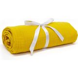 Ezh %100 Pamuklu 4 Kat Müslin Bebek Battaniyesi 120X110 cm - Limon Sarısı