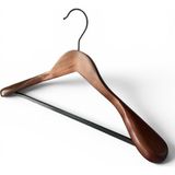 Ezmk Ev Gereçleri Ahşap Askı, Kalın Omuz Formlu Takım Elbise Askısı, Ceket Askısı, Ceviz Renk, 1 Adet, 45 cm
