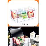 EZMK EV GEREÇLERİ Box Up Plastik 6 Bölmeli Poşet Çay Saklama Kutusu - Poşet Çay Kutusu, Bitki Çay Kutusu, Şeffaf Renk