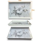 Ezmk Ev Gereçleri Çay Kahve Sunum Tepsisi, Beyaz Renk, 1 Adet, 37X27 cm - Beyaz - Bej