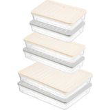 Ezmk Ev Gereçleri Fresh Box Saklama Kapları, Sızdırmaz Kapaklı Dondurucu Saklama Kabı, Dolap Içi Düzenleyici Kaplar, 6'lı Set