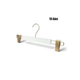 EZMK EV GEREÇLERİ Mandallı Askı, Gold Mandallı Beyaz Askı, Etek Askısı, Pantolon Askısı, 34 cm, 10 Adet