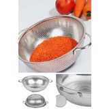 EZMK EV GEREÇLERİ Paslanmaz Çelik Makarna Süzgeci 22 Cm Metal Kulplu Kevgir
