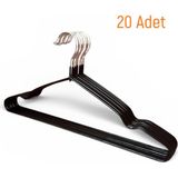 Ezmk Ev Gereçleri Siyah Kaydırmaz Silikon Kaplı, Metal Elbise Askısı, Pantolon Askısı, 40 cm, 20 Adet