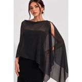 Ezni Atelier Şifon Abiye Pelerini Zarif Gelin Abiye Pelerini 60 CM X 180CM HER BEDENE UYUMLU
