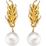 Ezra Baghaki Jewellery Incili Başak 925 Ayar Gümüş Kadın Küpe - Altın - Standart
