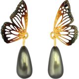 Ezra Baghaki Jewellery Incili Kelebek Kanadı 925 Ayar Gümüş Kadın Küpe - Standart
