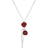 Ezra Baghaki Jewellery Sarmaşık Gelincik 925 Ayar Gümüş Kadın Kolye - Kırmızı - Standart
