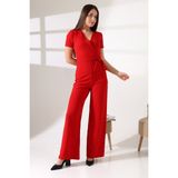 Ezraa Sera Kuşaklı Şık Tulum - XL - Kırmızı