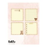 Ez&Tu Stıcker 8x8 Desenli 4 lü set Memopad Bloknot Planlayıcı Sevimli Ayı Temalı Küp Notlar