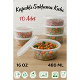 Ezu Home 10'LU Yuvarlak Mikrodalga ve Difrize Uygun Saklama Kabı Seti Buzluk Plastik Kap Derin Dondurucu