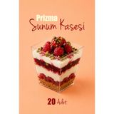 Ezu Home 20'li 200Cc Kübik Prizma Mika Magnolya Kase Plastik Tatlı Sunum Kabı Dondurma Puding Meze Salata Cup