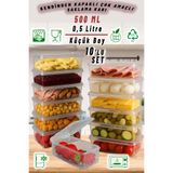 Ezupack 0,5 LT 10 Adet Kendinden Kapaklı Mikrodalga Difriz Derin Dondurucu Buzluk Düzenleyici Saklama Kabı