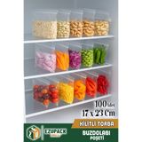 Ezupack 100'lü Buzdolabı Kilitli Torba Poşet Dondurucu İkramlık Çerez Davet Kına Hediyelik Poşeti 17x23cm