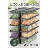 Ezupack 10X1,3 Lt. Buzdolabı Düzenleyici Buzluk Saklama Kabı Mikrodalga Difrize Uygun Organizer Antrasit