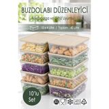 Ezupack 10X4 Lt. Buzdolabı Düzenleyici Buzluk Saklama Kabı Mikrodalga Difrize Uygun Organizer Ekru