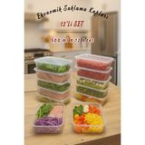 Ezupack 12 li 500 ml Eko Sızdırmaz Kapaklı Mikrodalga Saklama Kabı Çok Amaçlı Kullanım İçin