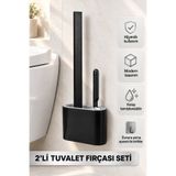 Ezupack 2 Bölmeli Klozet Fırçası Silikon Esnek Duvara Monte WC Tuvalet Banyo Temizlik Fırçası Seti