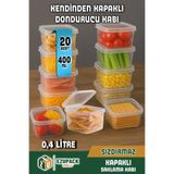 Ezupack 20 Adet Kendinden Kapaklı Mikrodalga Difriz Derin Dondurucu Buzluk Düzenleyici Saklama Kabı