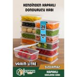 Ezupack 20 Adet Kendinden Kapaklı Saklama Kabı 500 ml Sızdırmaz Çok Amaçlı Mikrodalga ve Derin Dondurucu İçin